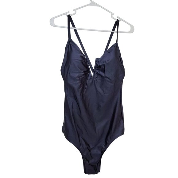 Shade & Shore Black Gray One-Piece Swimsuit Size 16 With Padded Cups Adjustable - Picture 4 of 9